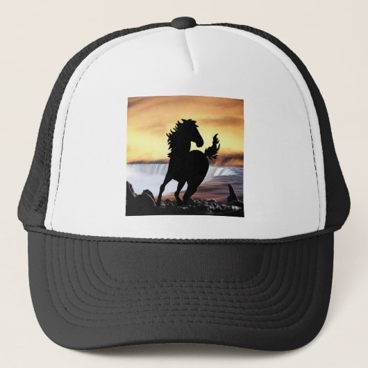 Casquette Une silhouette de cheval et une cascade (Devant)