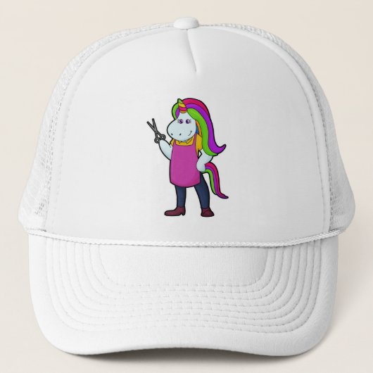 Casquette Unicorne comme coiffeur avec ciseaux (Devant)