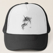 Casquette Unicorne d'encre noire tribale (Devant)