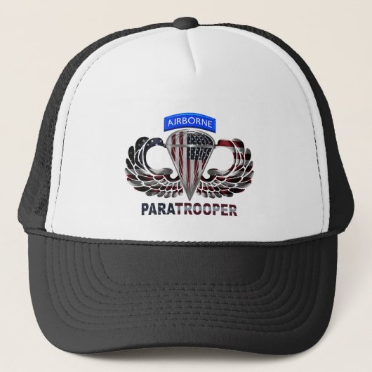 Casquette US Flag With Airborne Wings and Paratroopers (Devant)