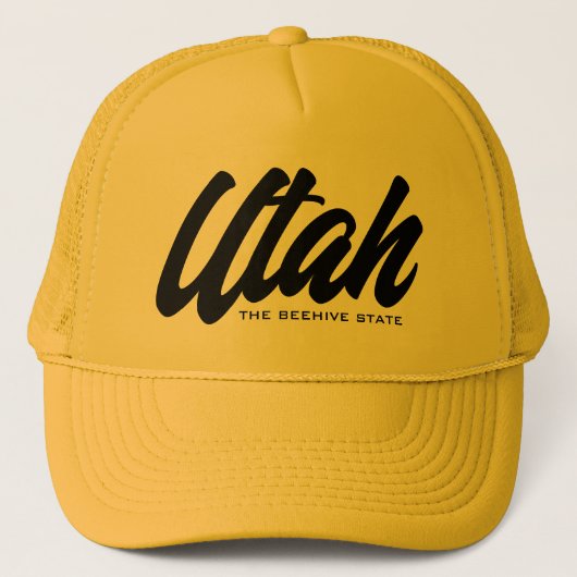 Casquette Utah the beehive state honey yellow trucker hat (Devant)