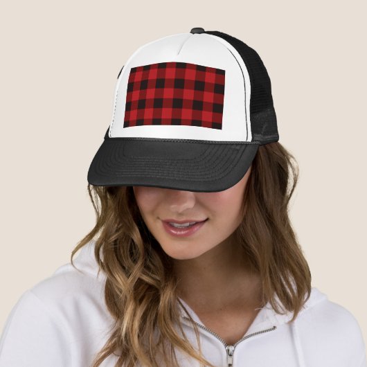 Casquette vacances d'hiver rustiques plaid de buffle noir ro (En situation)