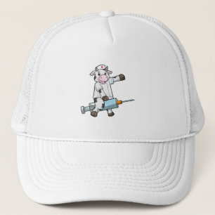 Casquette Vache comme infirmière avec coeur et seringue