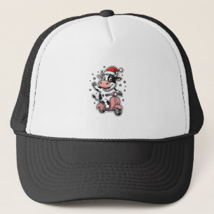 Casquette Vache de Noël à scooter rose vintage vecteur_1