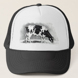 Casquette Vache du Holstein : Dessin au crayon : Ferme, pays