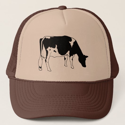 Casquette Vache laitière du Holstein, dessin au trait à main (Devant)