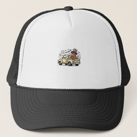 Casquette Vache patriotique conception vectorielle de camion (Devant)
