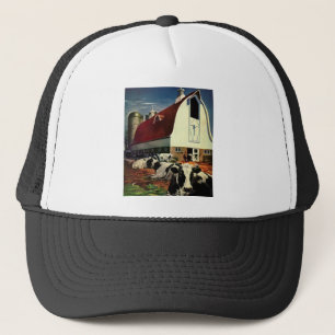 Casquette Vaches vintages de lait Holstein sur les fermes la