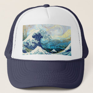 CASQUETTE VAGUE DE KANAGAWA DANS FOND DE NUIT ÉTOILÉE
