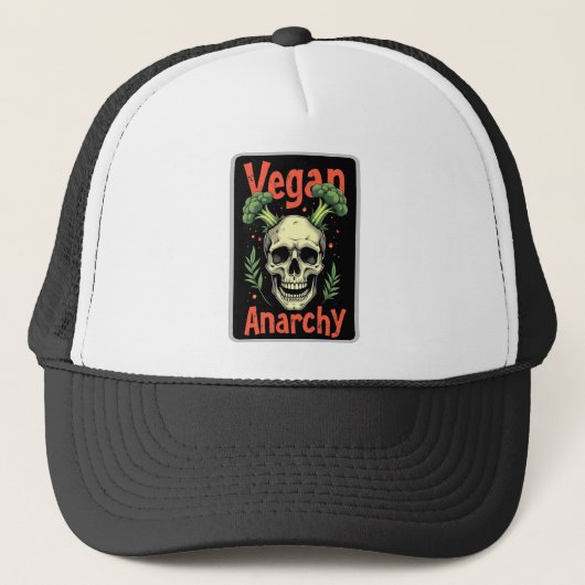 Casquette Vegan Anarchy Skull – Plant Powered Rebellion (Devant)