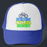 Casquette Vélo drôle<br><div class="desc">Je suis obsédée par le vélo. J'ai des troubles obsessionnels du cyclisme en bleu néon, jaune et vert. Un humour cycliste cool cadeau.</div>