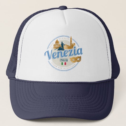 Casquette Venise avec gondolier Italie carnaval vintage (Devant)