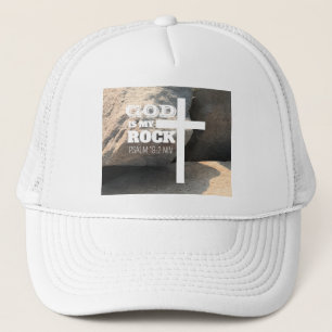 Casquette Verset biblique Dieu est mon Rocher Croix noire ch