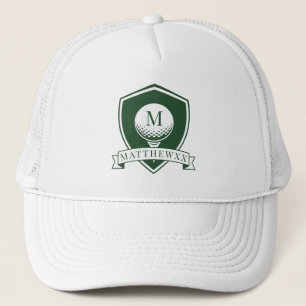 Casquette Vert foncé et blanc Monogramme initial du nom de g