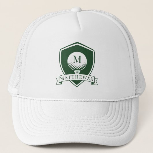 Casquette Vert foncé et blanc Monogramme initial du nom de g (Devant)