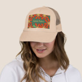 Casquette Vert orange floral (En situation)