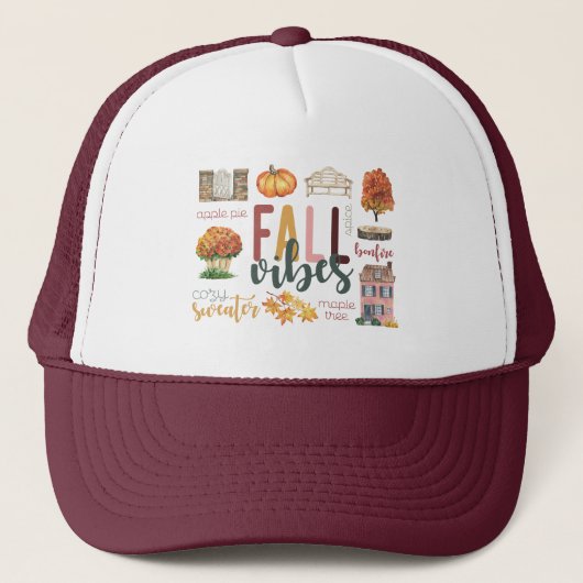 Casquette Vibes Automne Favoris Automne Rustique Aquarelle (Devant)