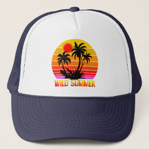 Casquette Vibes d'été rétro sauvage avec design de palmiers