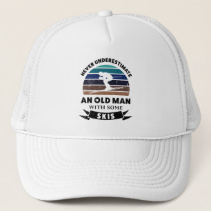 Casquette Vieux homme avec Skis drôle Cadeau papa