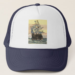 Casquette Vieux navire pirate, galion naviguant sur l'océan