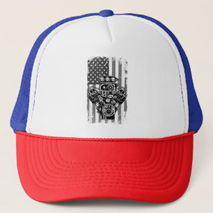 Casquette Vieux Piston de Voiture de Muscle de Drapeau Améri