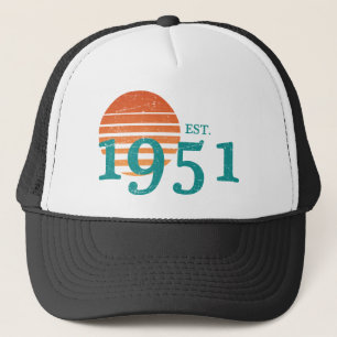 Casquette Vintage 1951 70e anniversaire Retro Sunset