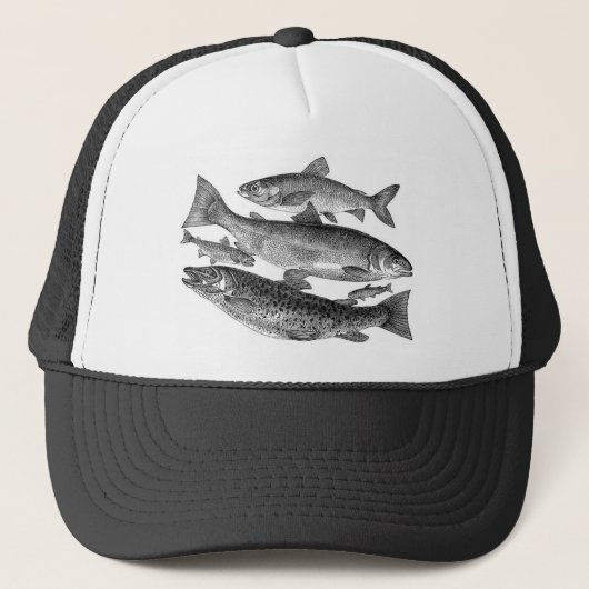 Casquette vintage de poisson noir (Devant)