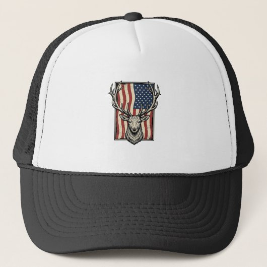 Casquette Vintage Deer Drapeau Américain Conception de Chemi (Devant)