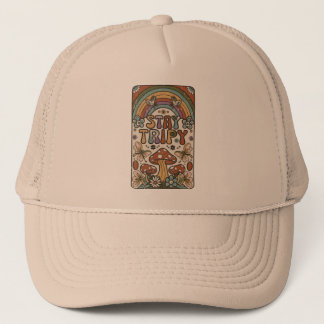 Casquette Vintage Stay tripy avec hippie style champignons