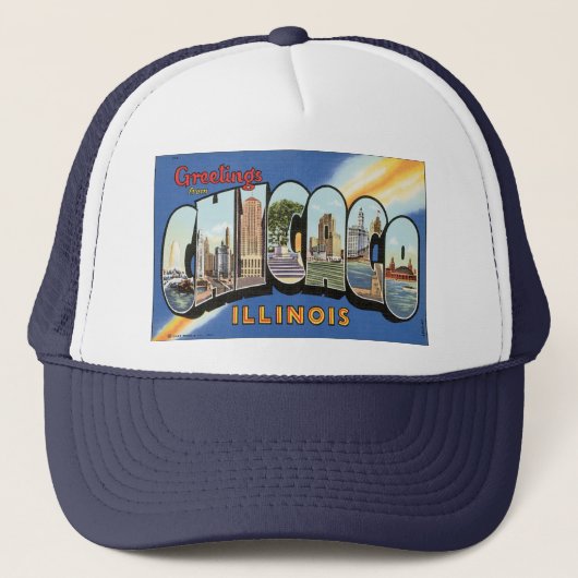 Casquette Vintage voyage, salutations de Chicago Illinois (Devant)