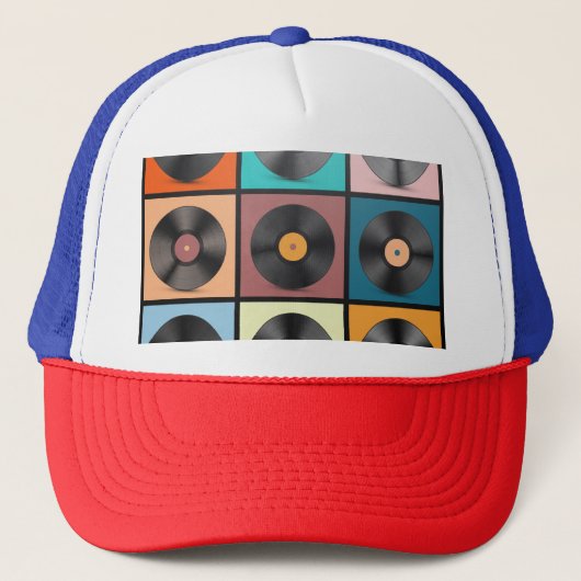 Casquette Vinyl records : retro LP set. (Devant)