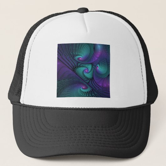Casquette Violet rencontre Turquoise moderne art fractal abs (Devant)