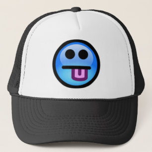 Casquette Visage bleu avec la langue sortie. Amusant !