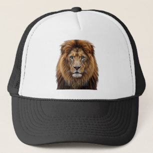 Casquette Visage de lion majestueux aux yeux bleus   Faune A