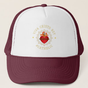 Casquette Viva Cristo Rey Sacred Heart Catholique Trucker Ch