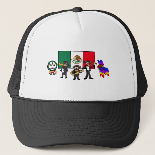 Casquette Viva Mexico Luchador Mariachi Piñata Caricature (Devant)