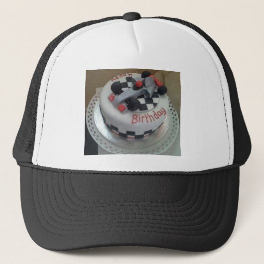 Casquette voiture de course d'anniversaire heureuse (Devant)