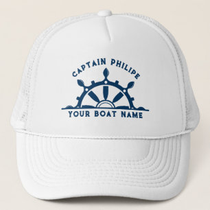 Casquette Volant de bateau de direction blanc et bleu marine