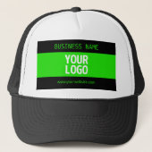 Casquette Votre logo ou image | Noir et vert brillant (Devant)