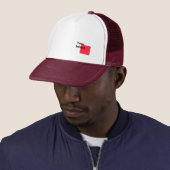 Casquette Votre monogramme initial blanc + bordeaux (En situation)