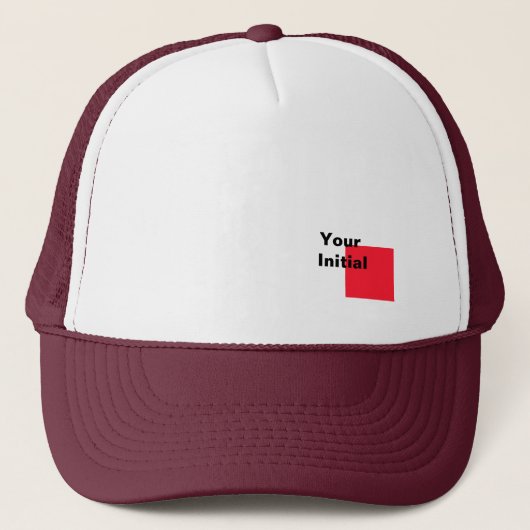 Casquette Votre monogramme initial blanc + bordeaux (Devant)