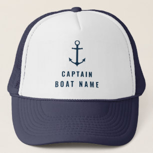 Casquette Votre nom de bateau Nautical Blue blanc Ancre Capi