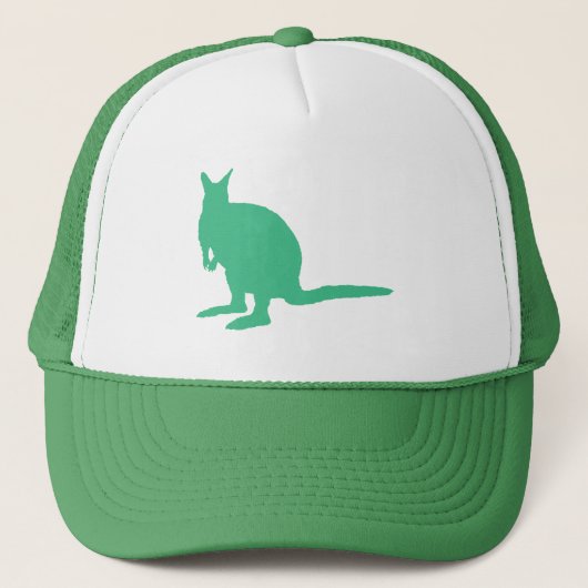 Casquette Wallaby. Animal en vert. (Devant)