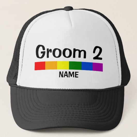 Casquette Wedding Rainbow Flag Banner Groom 2 Name (Devant)