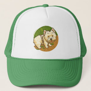 Casquette Westie heureux sur le sentier de la nature