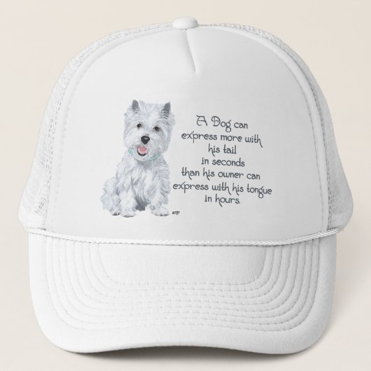 Casquette Westie Wisdom - Wagging Tail ou Tongue? (Devant)