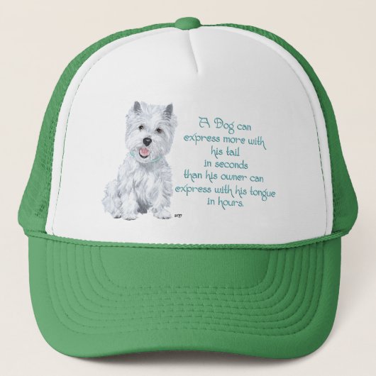Casquette Westie Wisdom - Wagging Tail ou Tongue? (Devant)
