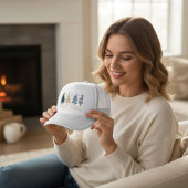 Casquette Whimsical Merry Christmas Festive Trees Blue Gold