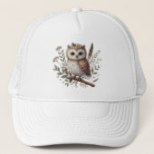 Casquette Whimsical Woodland Owl Botanical Illustration (Devant)
