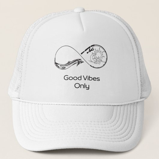 Casquette White mesh hat "Good Vibes Only" | Infinity and se (Devant)